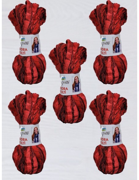 Tundra 08 - Pack de 5 Pelotes de 100g Rouge Multicolore