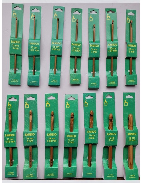 Assortiment de 14 Crochets Bambou - Taille N° 3 à N°10