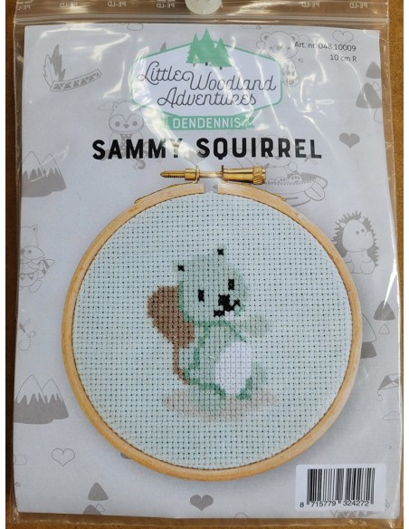 Kit Broderie DMC avec cercle bois - Modèle SAMMY SQUIRREL