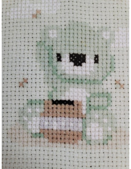 Kit Broderie DMC avec cercle bois - Modèle BERRY BEAR