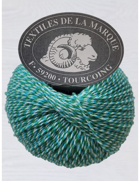 Triple Laine 128 - Pelote 100% Laine - Vert/Blanc/Turquoise