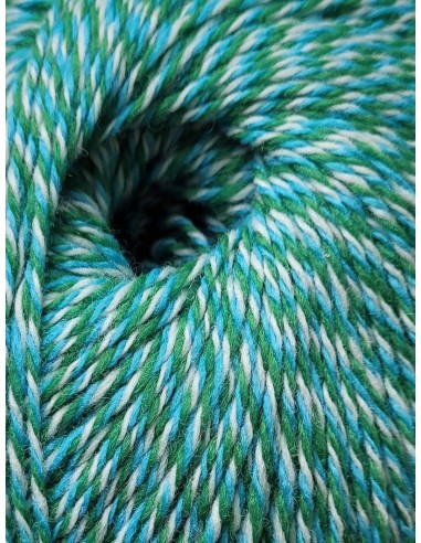 Triple Laine 128 - Pelote 100% Laine - Vert/Blanc/Turquoise