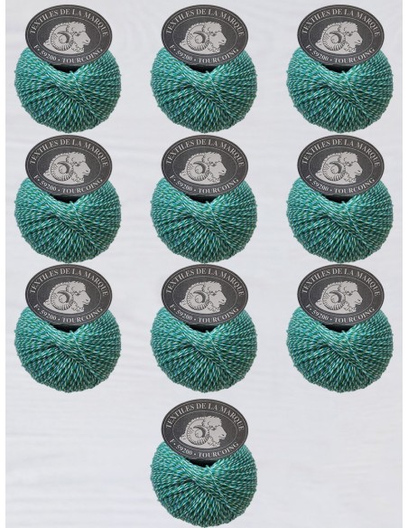 Triple Laine 128 - Pelote 100% Laine - Vert/Blanc/Turquoise