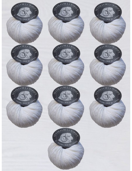Fifty fine 460 - Pack de 10 Pelotes de laine Blanc