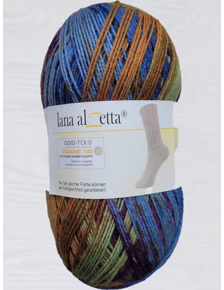 Laine Chaussettes 141 - Pelote de 100g de laine Multicolore chinée