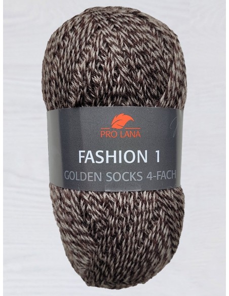 Laine Chaussettes E05 - Pelote 100g de laine Beige/Marron