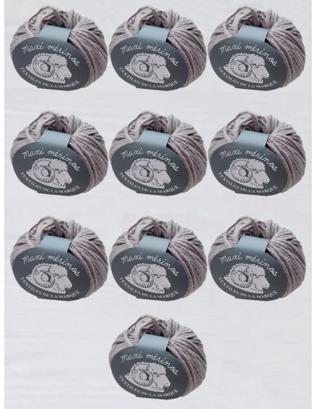 Maxi Merinos 64 - Pack de 10 Pelotes de laine Gris