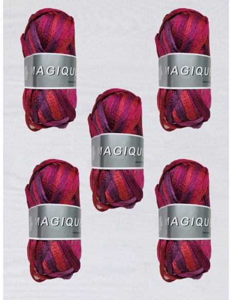 Magique 09 - Pack de 5 Pelotes de 100g Rouge Multicolore