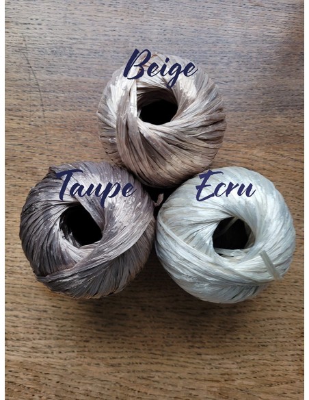 RAPHIA - Pelote ou Paquet - Coloris au choix : Beige, Taupe, Ecru