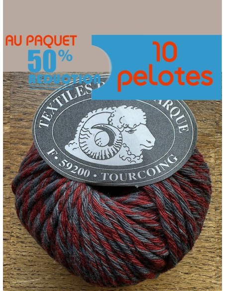 Authentique 147 - Pack de 10 Pelotes 100% Laine RWS - Gris/Bordeaux