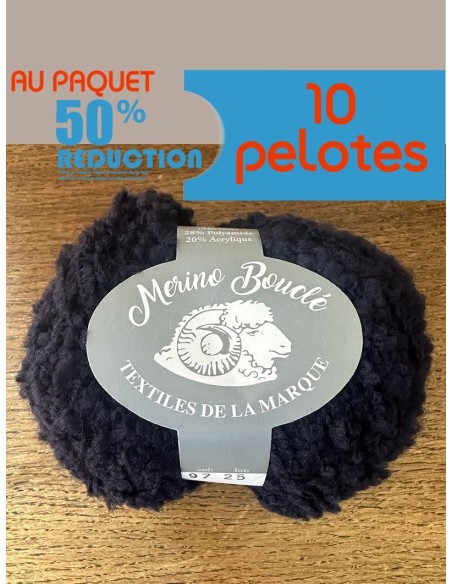 Mérino bouclé - Pack de 10 Pelotes 50g - 140m - Aig : 4-4,5