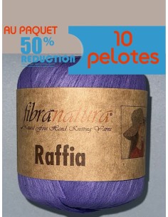 RAPHIA - Pack de 10 Pelotes - 40g - 90m - Violet