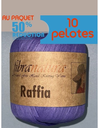 RAPHIA - Pack de 10 Pelotes - 40g - 90m - Violet