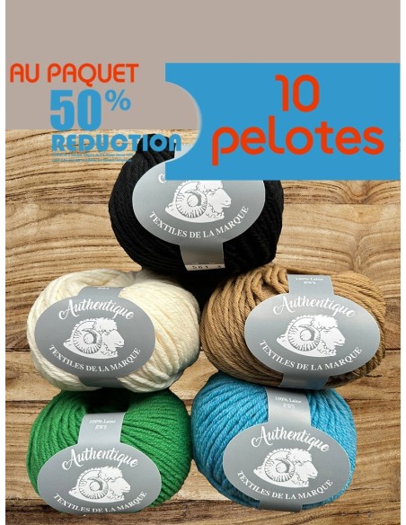 Authentique - Pack de 10 Pelotes 50g - 75m - Aig : 5,5-6