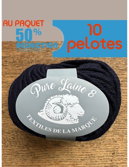 Pure Laine 8 - Pack de 10 Pelotes 50g - 50m - Aig : 8