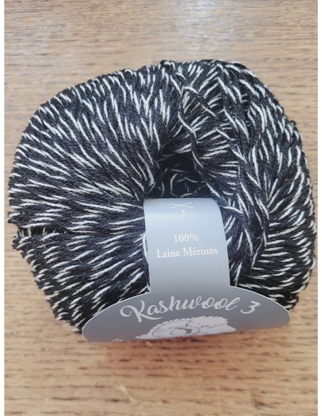Kashwool Trois 931 - Pelote Laine Mérinos Noir/Blanc