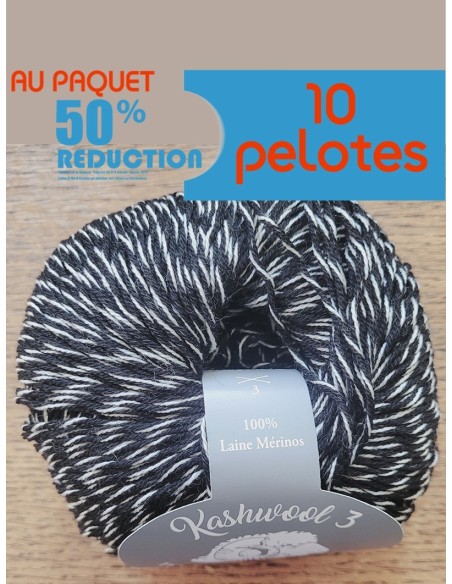 Kashwool Trois 931 - Pelote Laine Mérinos Noir/Blanc