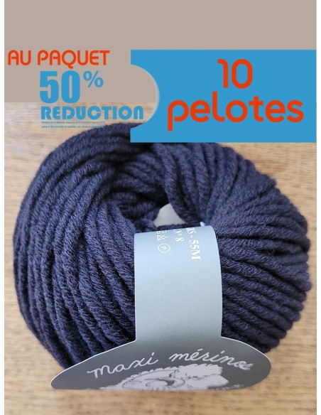 Maxi Merinos 11- Pack de 10 Pelotes de laine Marine foncé