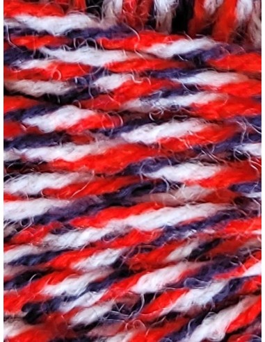 Mérino Fin 024 - Pelote de 25g Multico Rouge/Bleu/Blanc