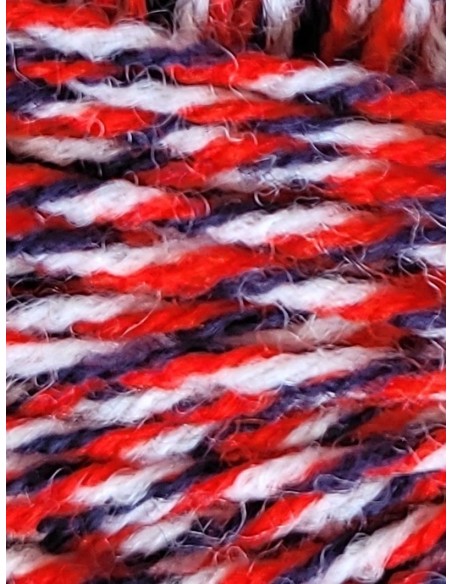 Mérino Fin 024 - Pelote de 25g Multico Rouge/Bleu/Blanc