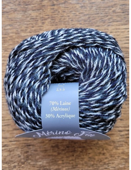Mérino Fin 849 - Pelote de 25g Multico Gris