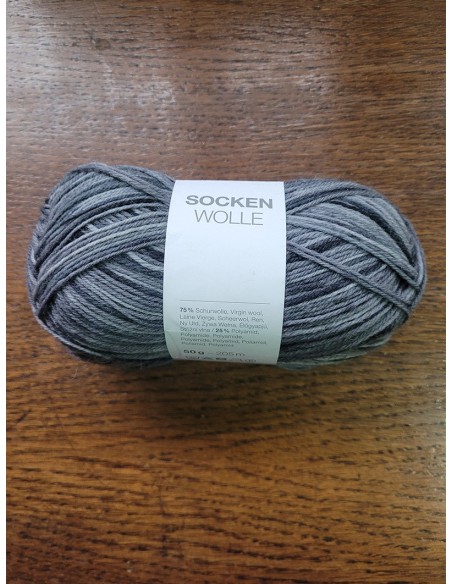 Laine Chaussettes 046 - Pelote de 50g Gris moyen multico