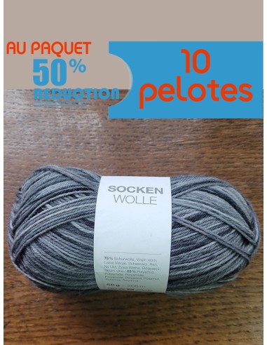 Laine Chaussettes 046 - Pack de 10 Pelotes de 50g Gris moyen multico