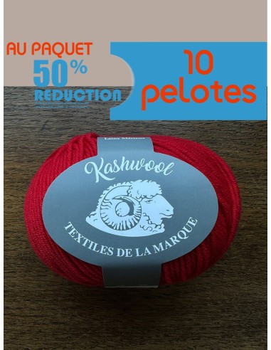 Kashwool 644 - Pelote 100% Laine Mérinos - Rouge