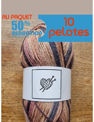 Laine Chaussettes 257 - Pelote de 50g Beige/Gris multico