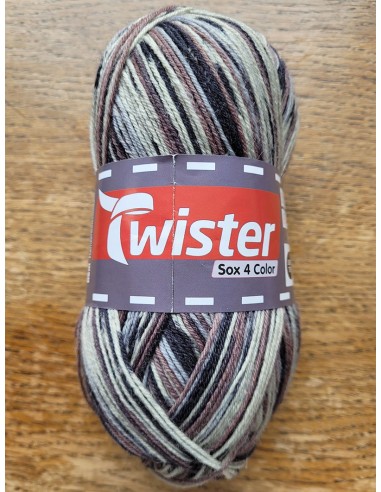 Laine Chaussettes 254  - Pelote de 100g de laine Ecru/Gris/Beige
