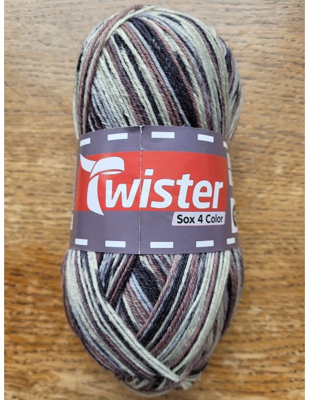 Laine Chaussettes 254  - Pelote de 100g de laine Ecru/Gris/Beige