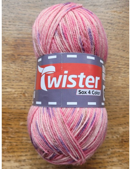 Laine Chaussettes 249  - Pelote de 100g de laine Rose Multico