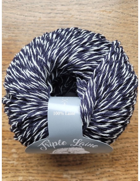 Triple Laine 114 - Pack de 10 Pelotes Chiné Marine/Ecru