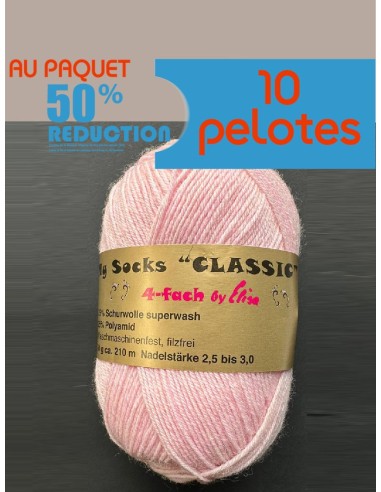 Laine Chaussettes 4491 - Pelote de 50g Rose Pâle