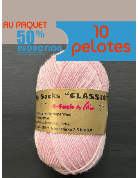 Laine Chaussettes 4491 - Pelote de 50g Rose Pâle