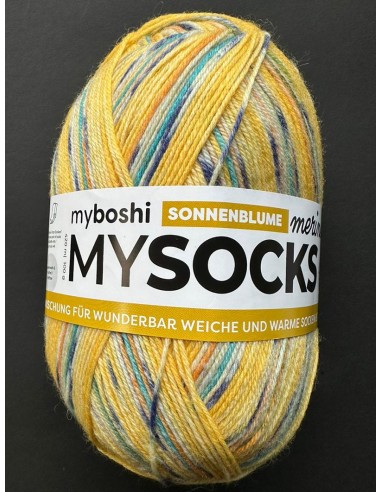 Laine Chaussettes 576 - Pelote de 100g de laine Multicolore Jaune