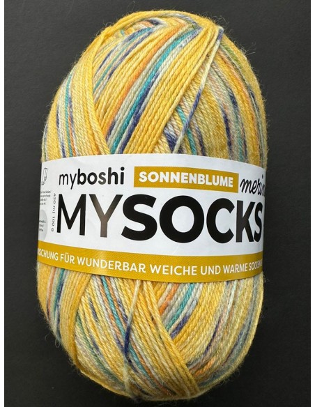 Laine Chaussettes 576 - Pelote de 100g de laine Multicolore Jaune