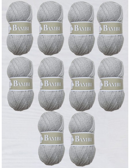 Bambi 564 - Pack de 10 Pelotes Gris clair