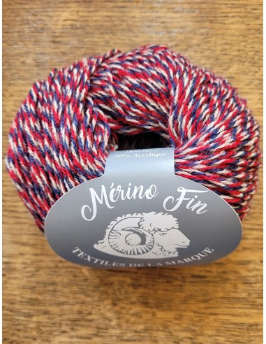 Mérino Fin 141 - Pelote de 25g Multico Bleu/Rouge/Beige