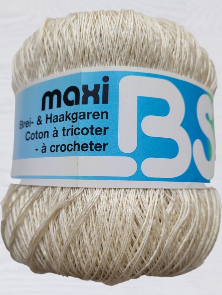 Coton MAXI BST - Pelote Ecru Poids 100g N° Aiguille Tricot 2-2,5  Composition Coton Longueur de fil 550m N° Aiguille Crochet 1,25-1,5 Couleur  Ecru